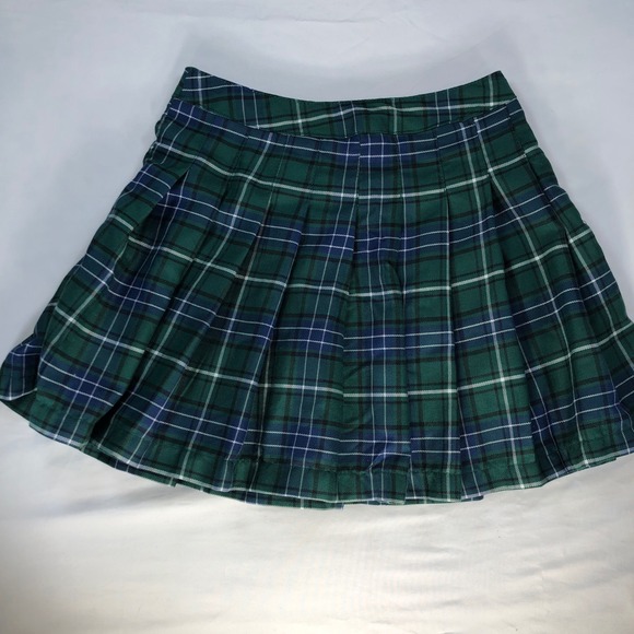 Forever 21 Dresses & Skirts - Forever 21 Green Blue Plaid Pleated Mini Skirt XS Tartan Schoolgirl Preppy 00579
